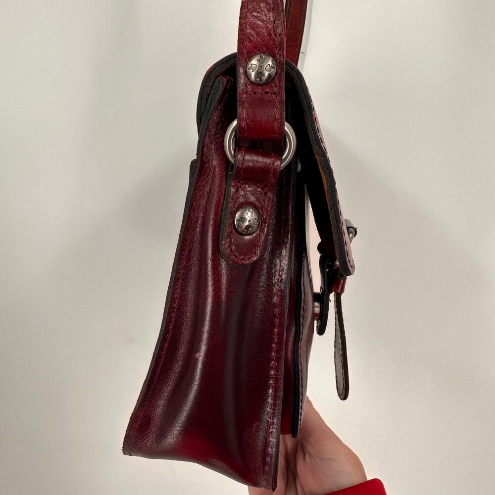 Patricia Nash Lari Oxblood Red Leather Crossbody Satchel Purse - Picture 12 of 13